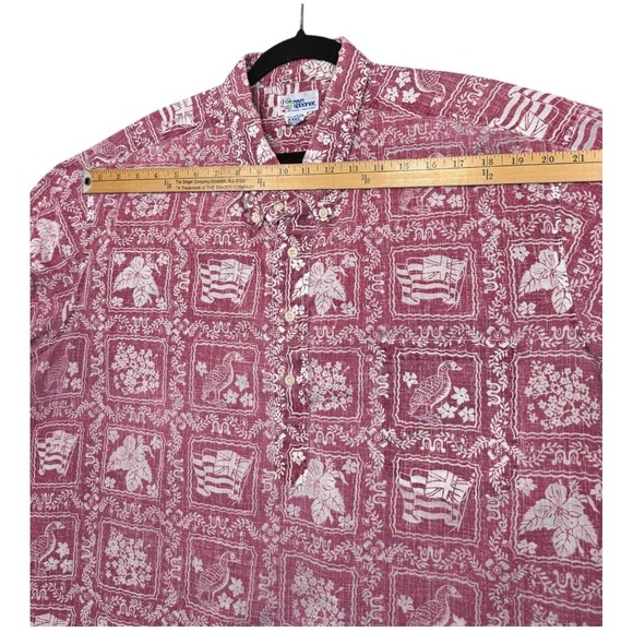 VTG Reyn Spooner Hawaiian Shirt Mens 3XL Lahaina Sailor Flag Ponoʻī Quilt 80s - Picture 9 of 11